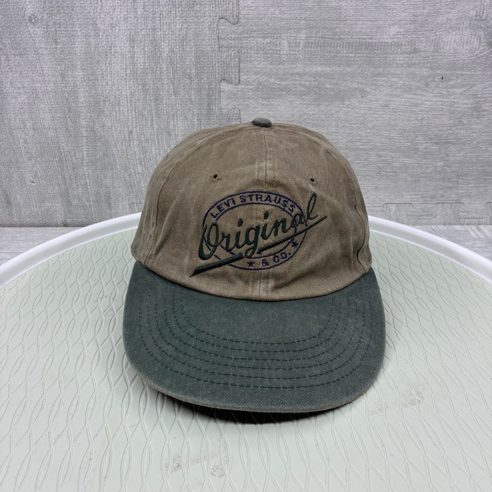 Vintage Levi's Hat Cap Snapback Brown Canvas‎ Levi Strauss Original Two Tone